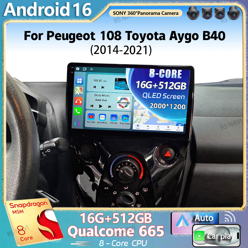 Android Car Stereo 2 Din 8 Core - Android 16 Untuk Peugeot 108 Toyota