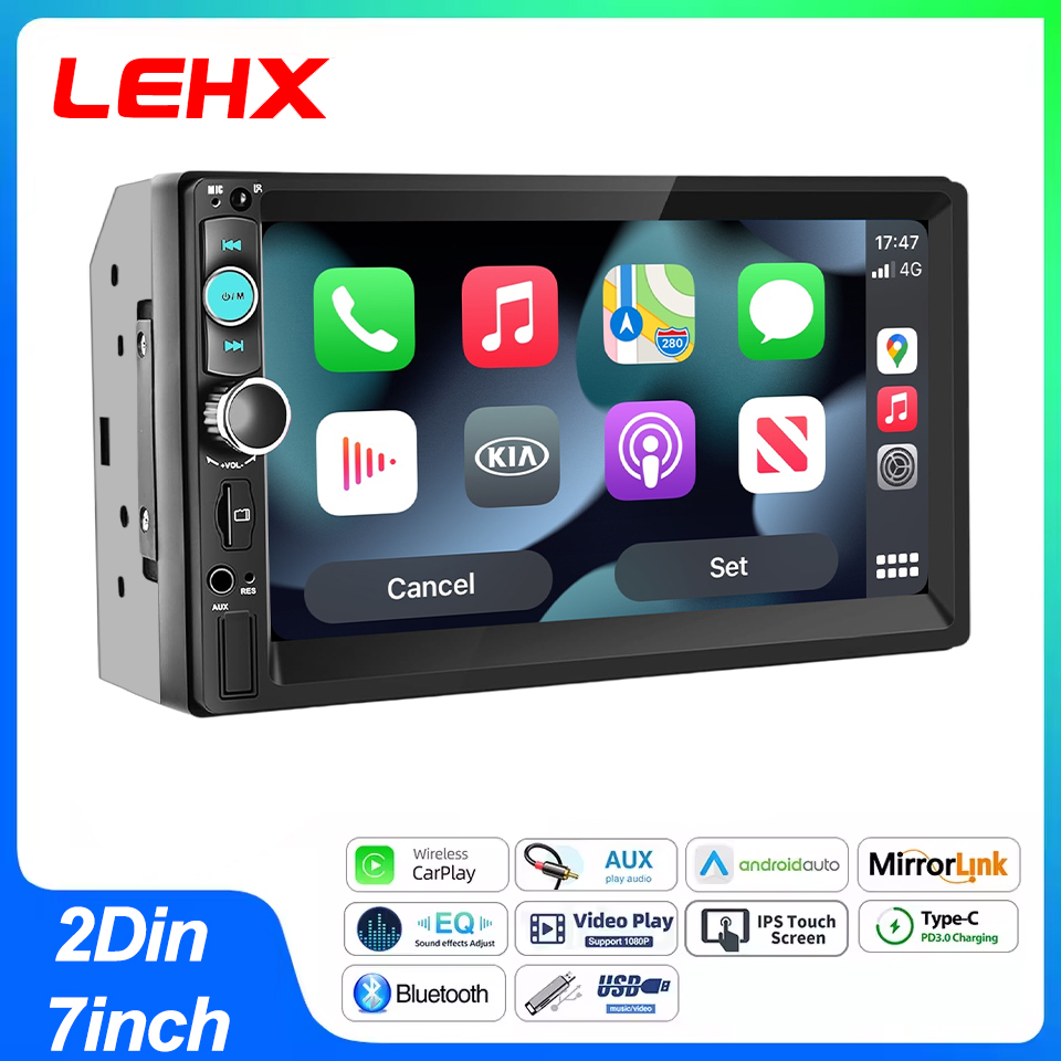 Car Dvd Player Bluetooth Steering Wheel - LEHX 7 Inch 2Din Android Auto