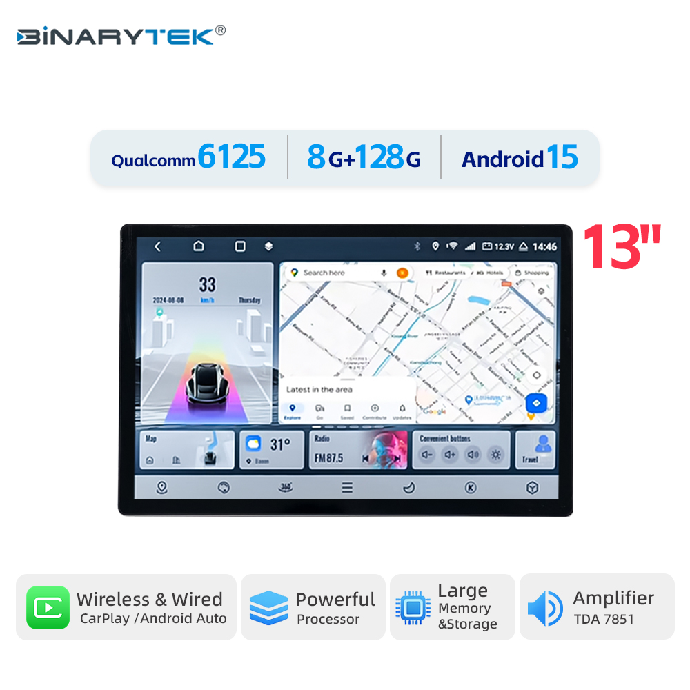 Car Multimedia Player Carplay Android Auto - Radio Mobil Universal 13 inci Baru