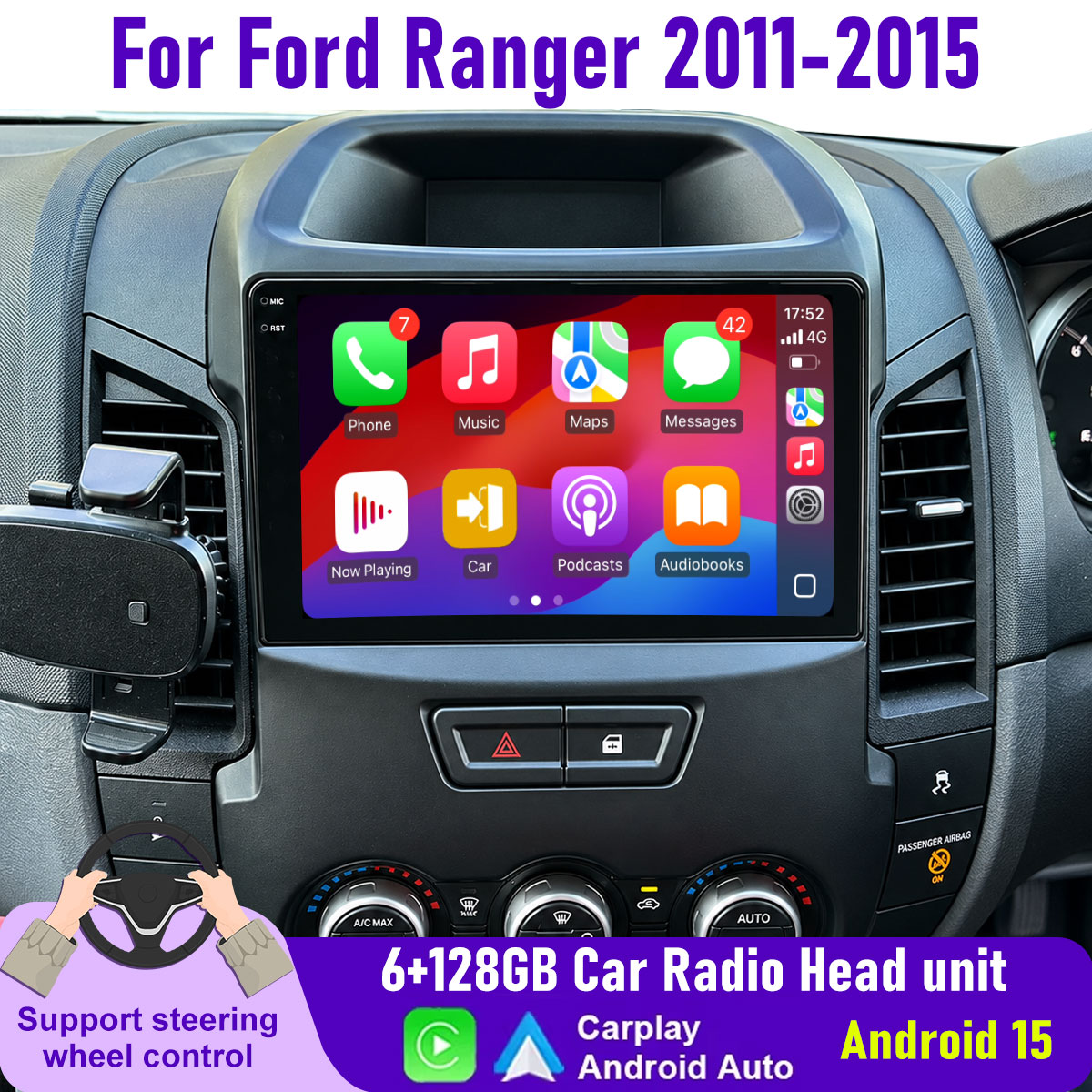 Android Head Unit 6Gb 128Gb - Radio Stereo Mobil Android 15.0 9'