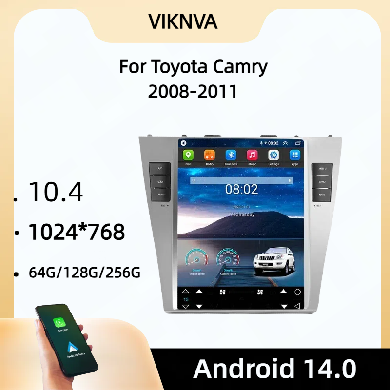 Android14 Carplay untuk Toyota - Tesla Style Screen Car Radio ulasan dan harga