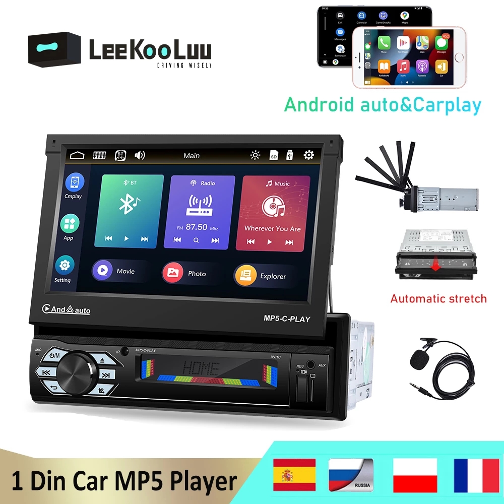 LeeKooLuu Stereo Mobil 1 Din R - Car Radio 1 Din Flip Out Screen ulasan dan harga
